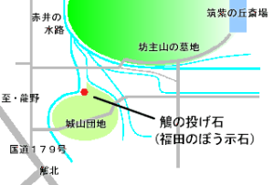 鵤北山根の投げ石の地図